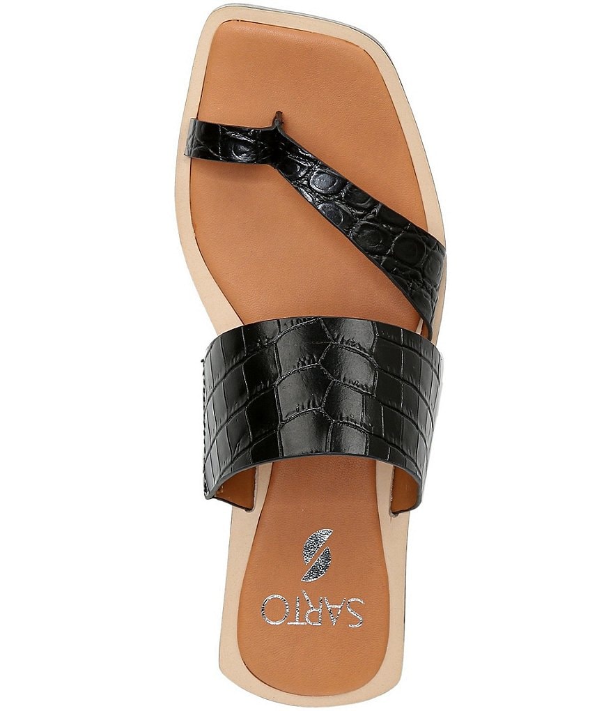Sarto by Franco Sarto Ediana Croco Print Leather Toe Ring Square Toe Sandals
