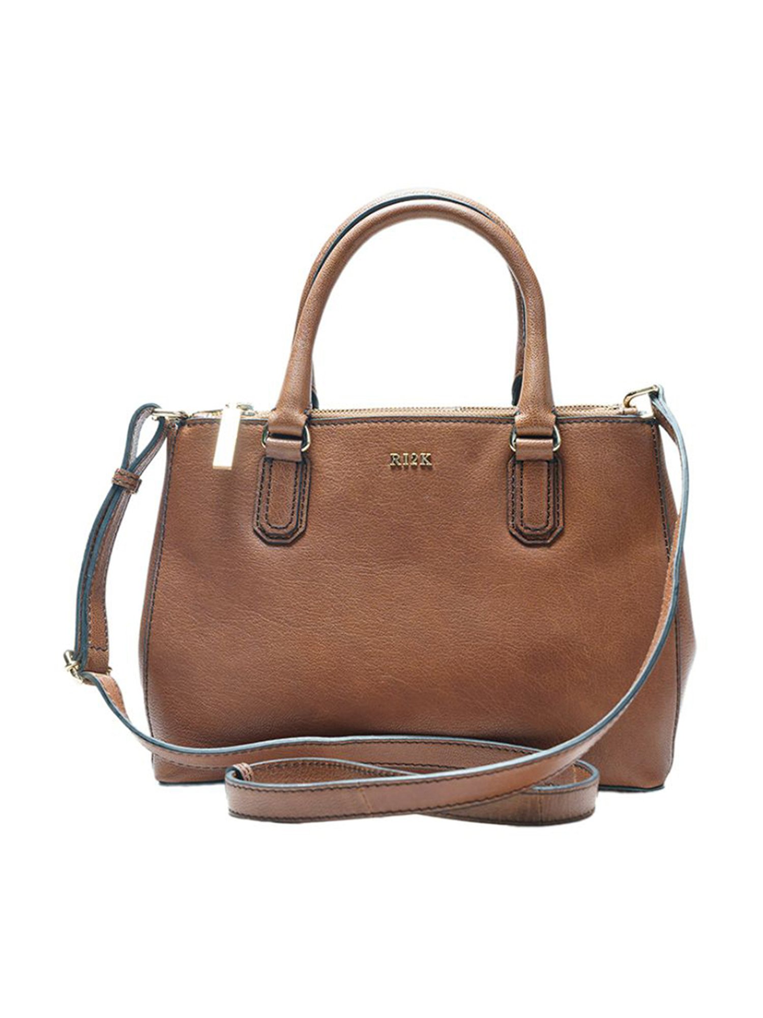 RI2K London Cognac Leather Medium Handbag