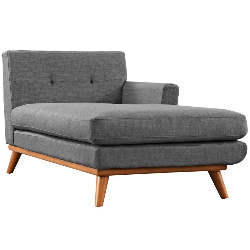 Fortas Mid-Century Modern Fabric Chaise Lounge Gray/Dark Walnut - Christopher Knight Home