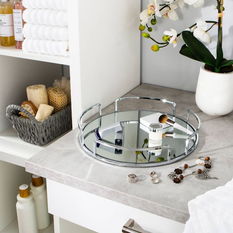 Modern Round Design Bathroom Tray Chrome - Home Details