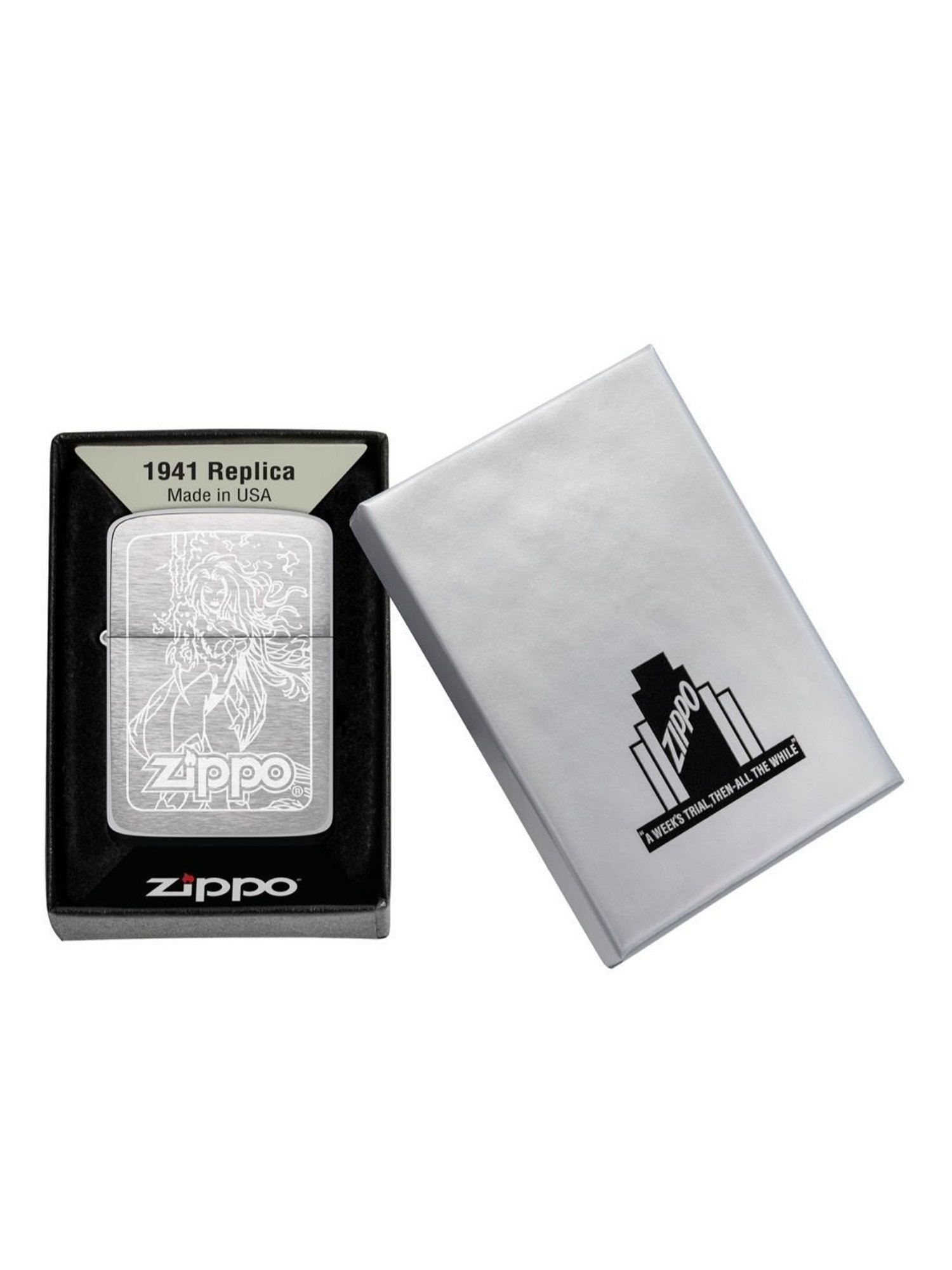 Zippo Silver Women 1941 Replica Brushed Design Brass Windproof Pocket Lighter