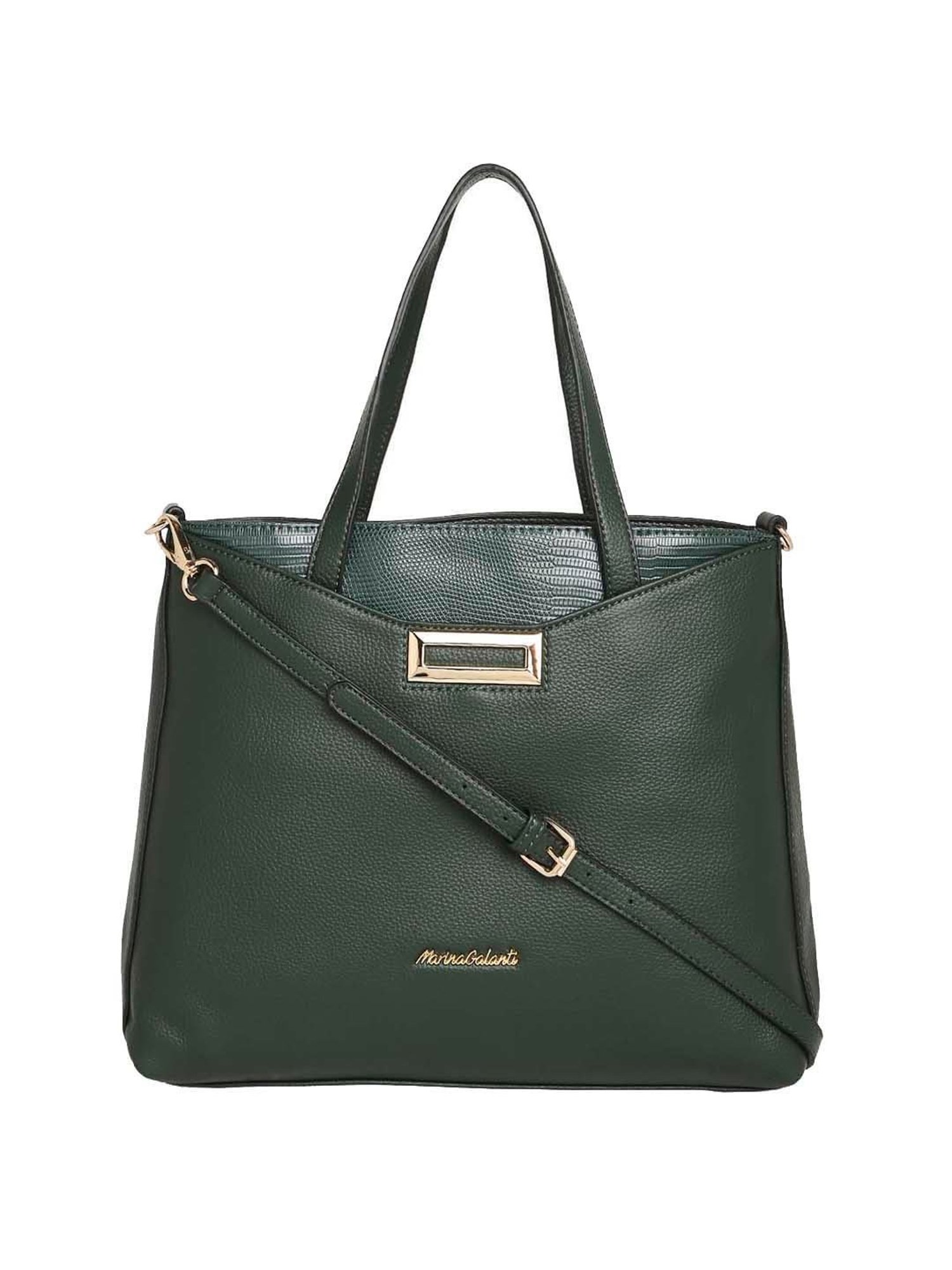 Marina Galanti Green Solid Medium Tote Handbag