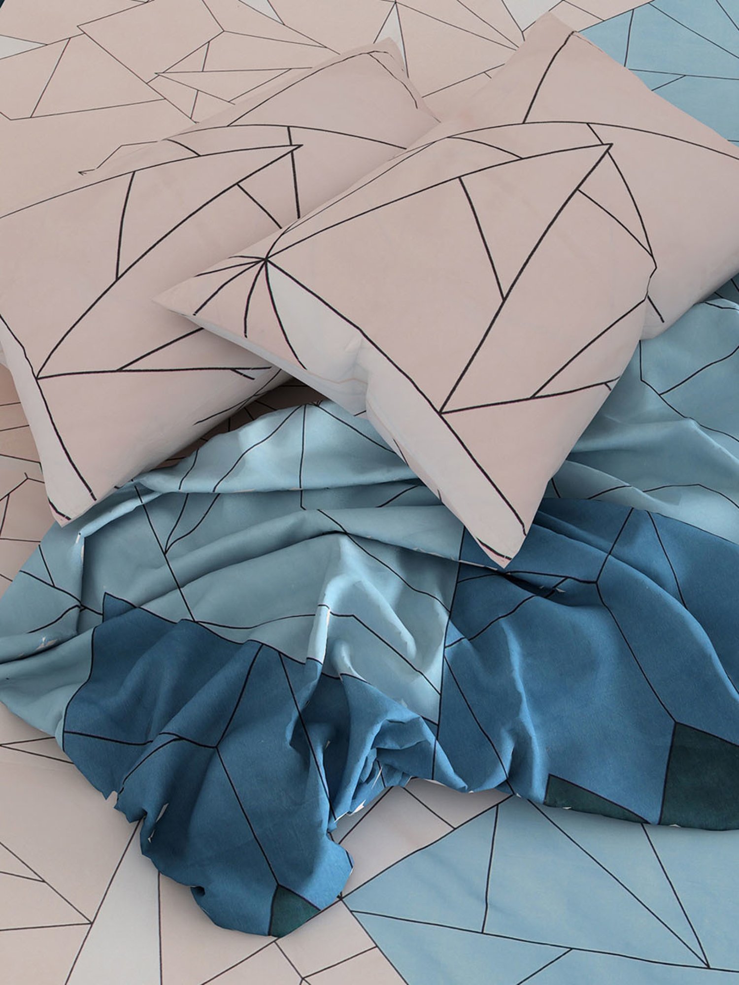 Romee Cream Microfibre Geometric Bed Sheets