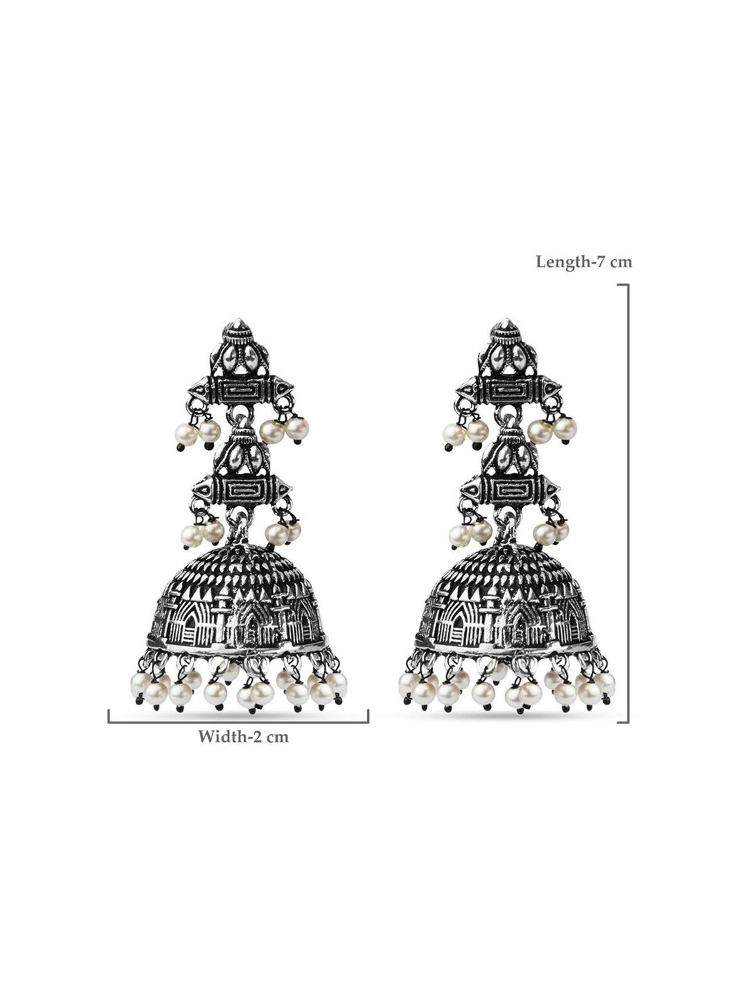 Fida Oxidised Silver Temple Inspired Jhumki Earrings