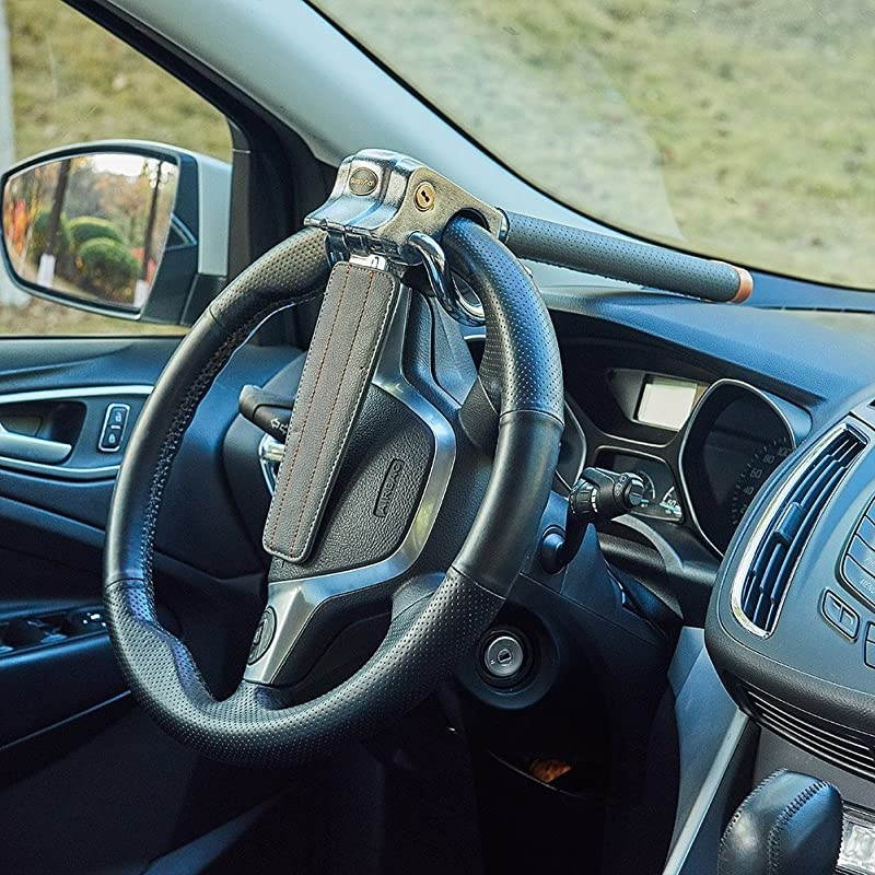 Car Steering Wheel Lock, Anti-Theft Locking Devices Safety Hammer with 2 Keys, Universal for Auto Car Vehicle Truck SUV, Grey