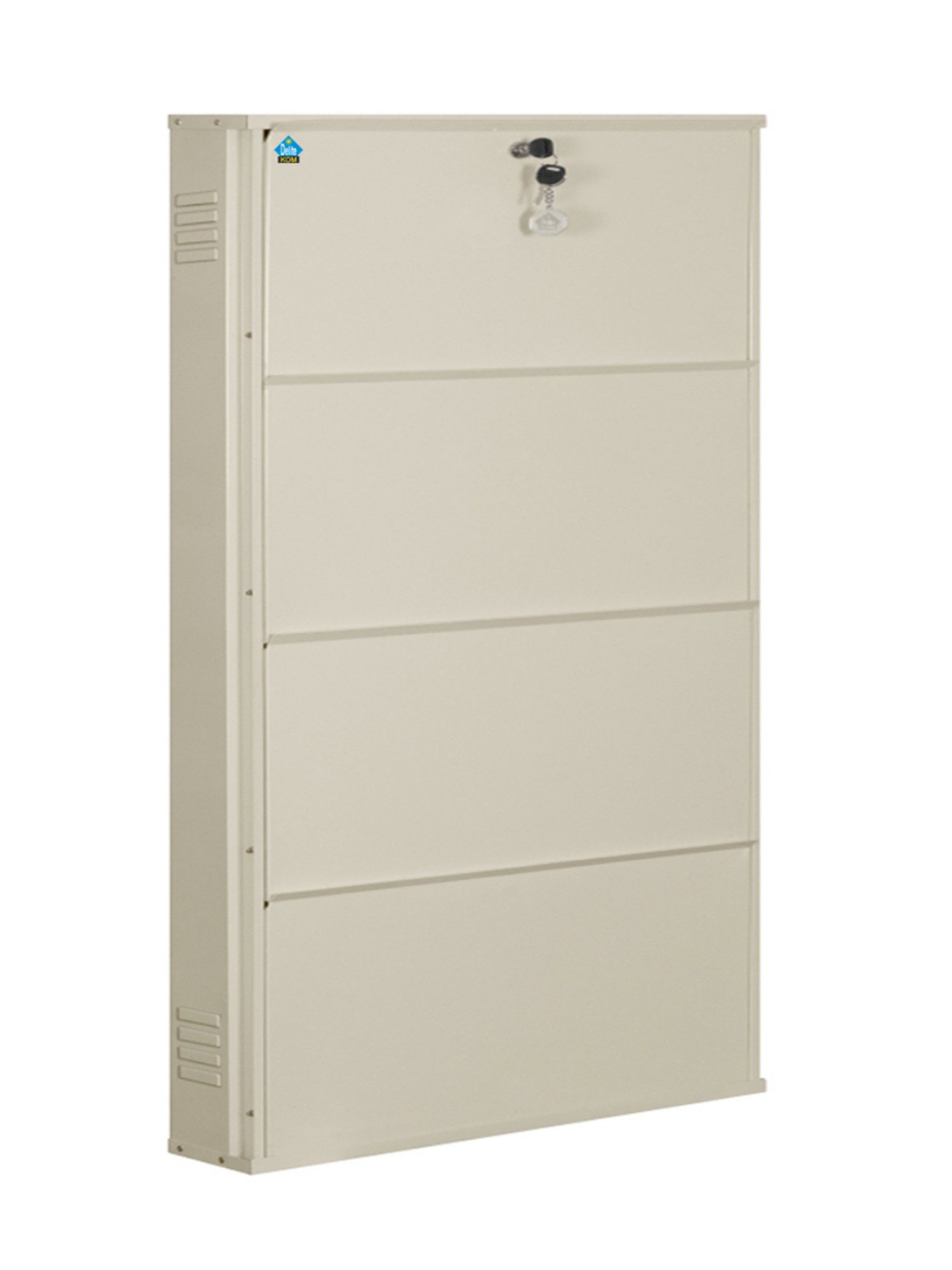 Delite Kom Metal Shoe Rack - 29" 4 Shelf, Ivory, PowderCoat, Wall Mount, DIY