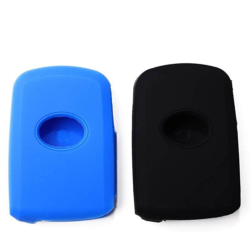 Black Blue Silicone Key Fob Cover Fits 2017 2018 2019 Toyota Camry Rav4 Highlander Smart Key Remote