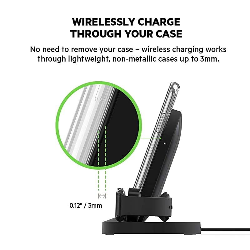F8J235ttBLK Boost Up Wireless Charging Dock Apple Charging Station for Iphone + Apple Watch + USB Port Apple Watch Charging Stand iPhone Charging Station iPhone Charging Dock Black