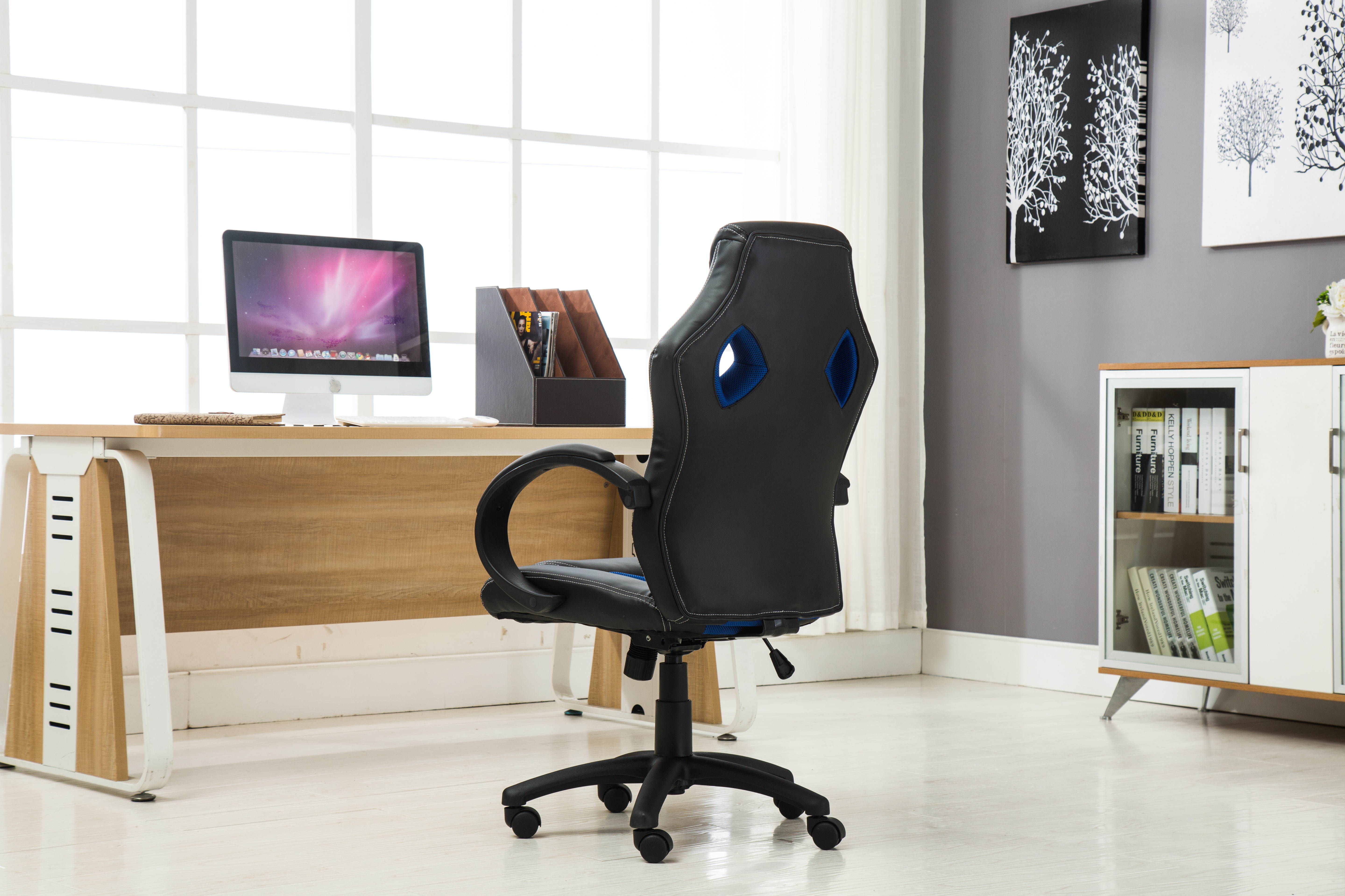 BTEXPERT&reg; Executive High back Leather Office Desk Racing Gaming Chair - Blue