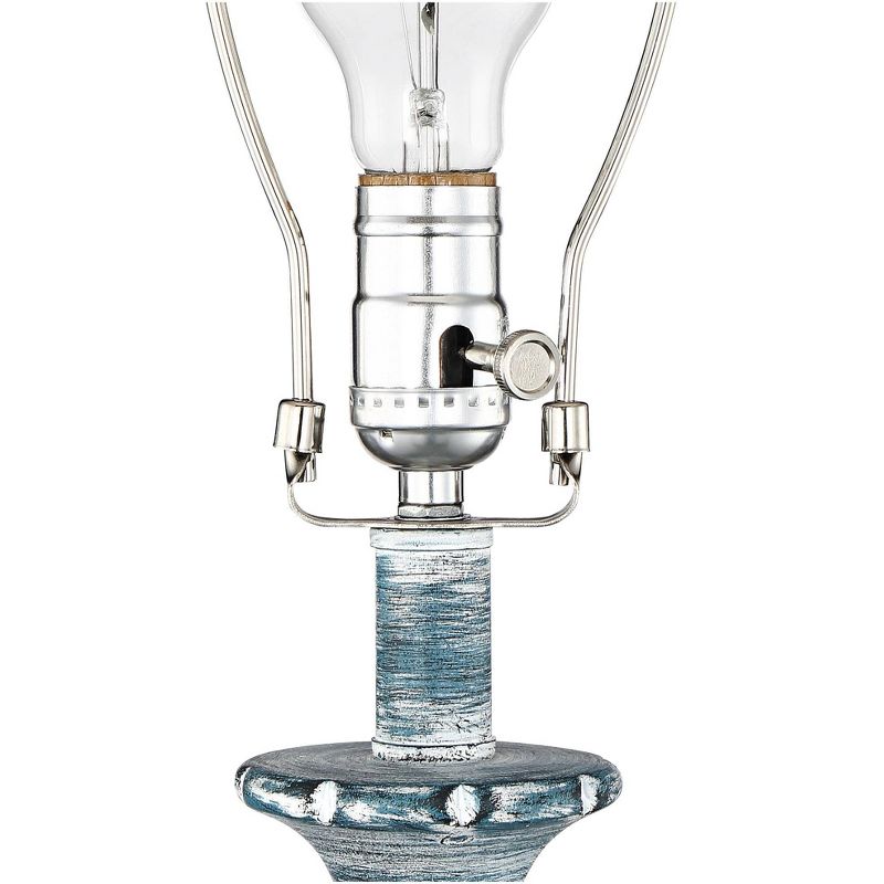 Regency Hill Traditional Table Lamps Set of 2 Blue Washed Tapered Drum Shade for Living Room Bedroom Bedside Nightstand Family