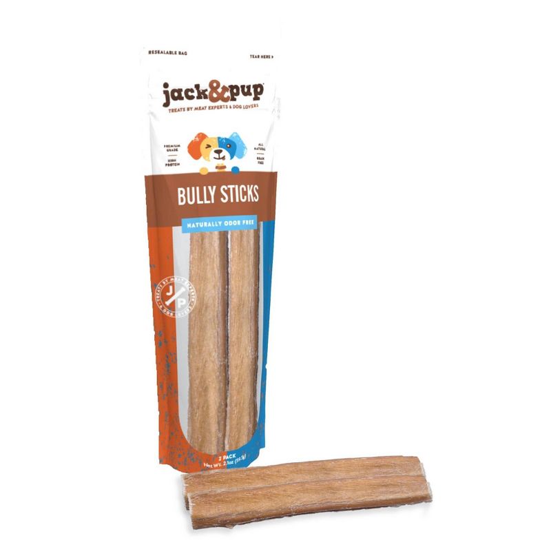 Jack&Pup Thick Bully Sticks Beef Dog Treats - 2ct