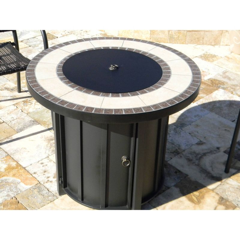Round Tile Top Outdoor Fire Pit - AZ Patio Heaters