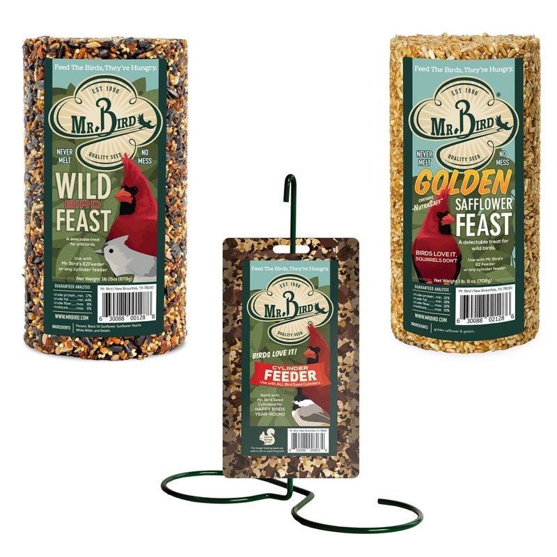 Home & Garden 11.0" Cylinder Feed Cakes & Stand S/3 No Mess Never Melt Bird Mr Bird  -  Bird And Wildlife Food
