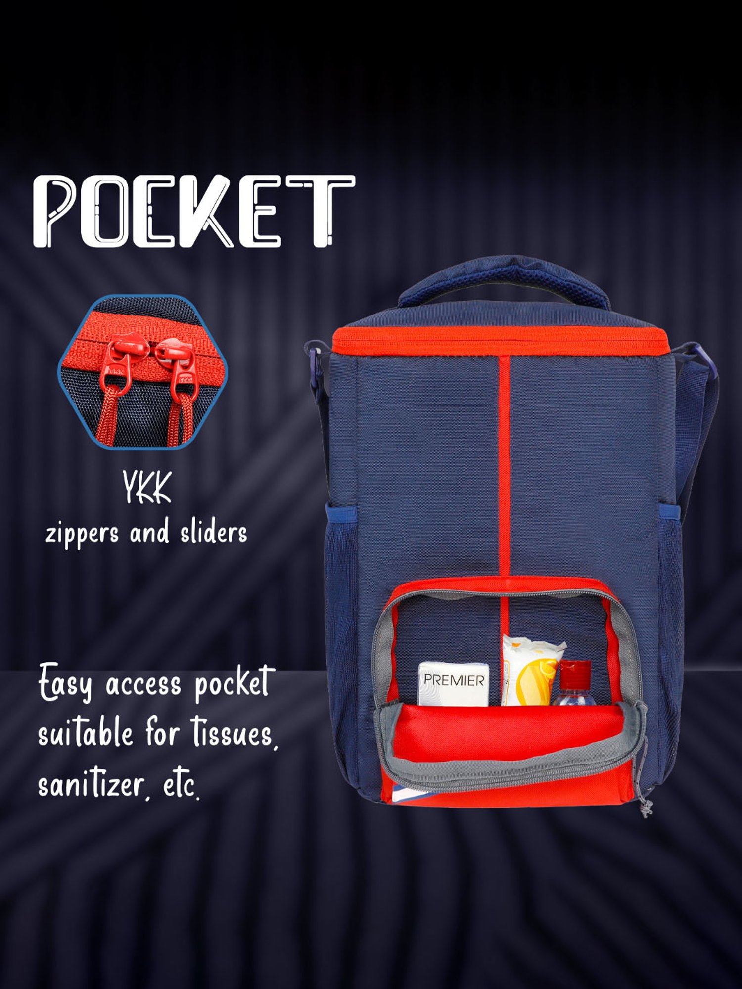 F Gear Ramen Navy Red Medium Lunch Bag