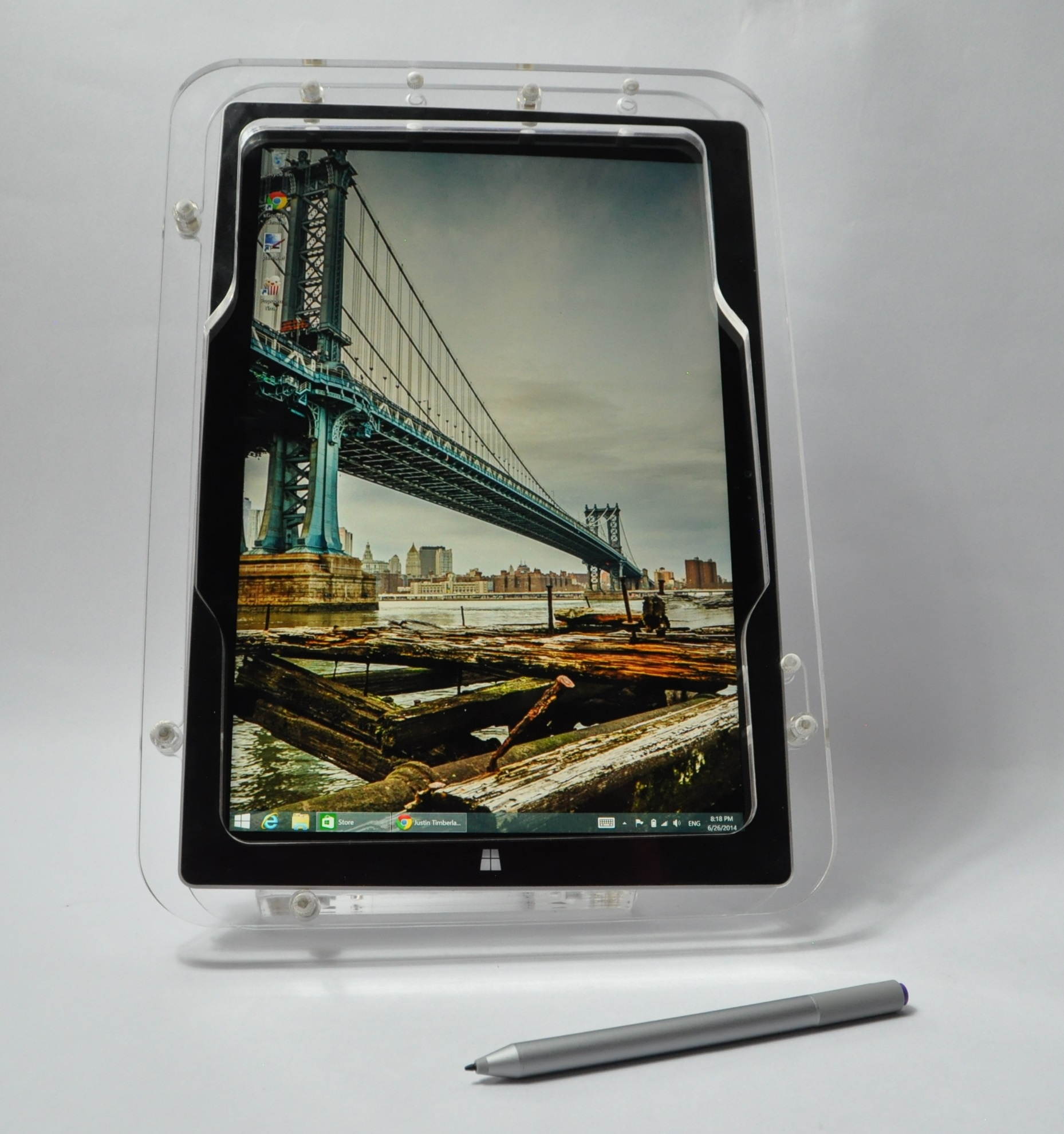 MS Surface Pro 3 Clear Acrylic Desktop Stand for Store Display, Show Display, Kiosk, POS