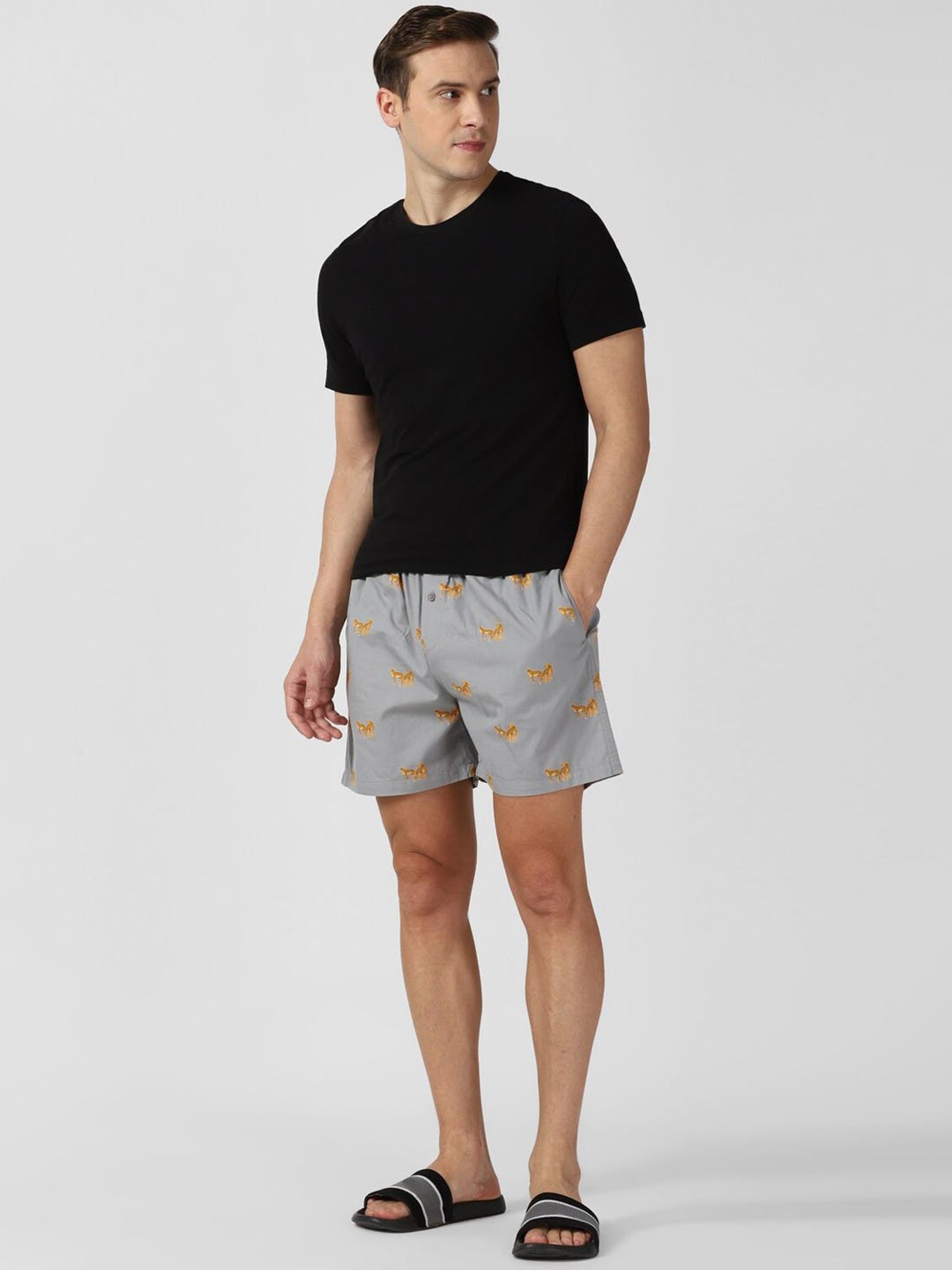Peter England Grey Cotton Regular Fit Printed Boxers