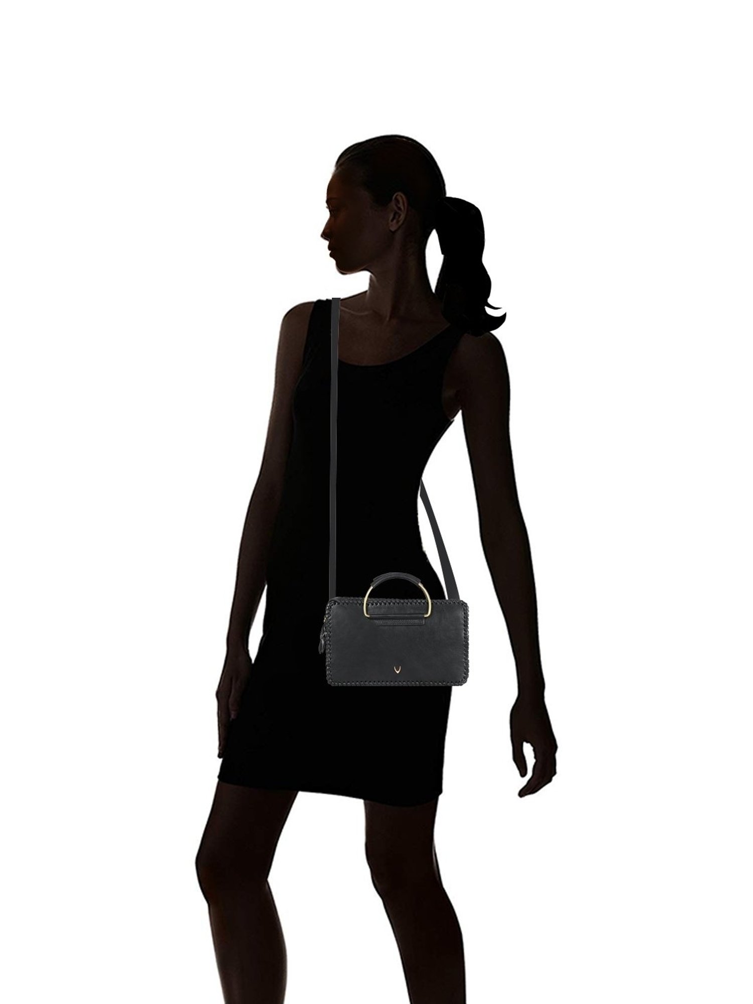 Hidesign Black Solid Medium Sling Handbag
