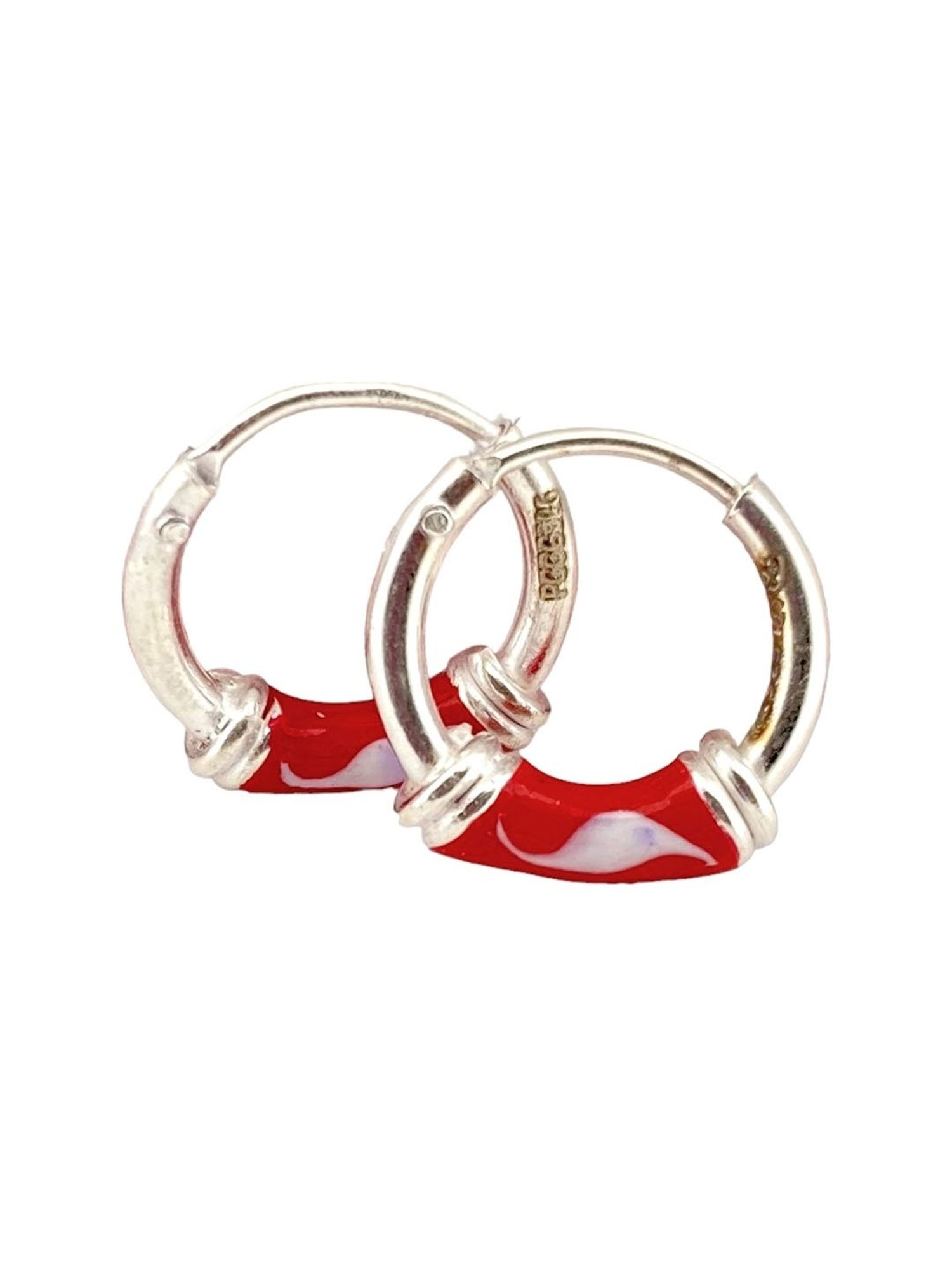 Rihi by P.C. Chandra Jewellers 92.5 Sterling Silver Red Hoop Earrings for Women & Girls