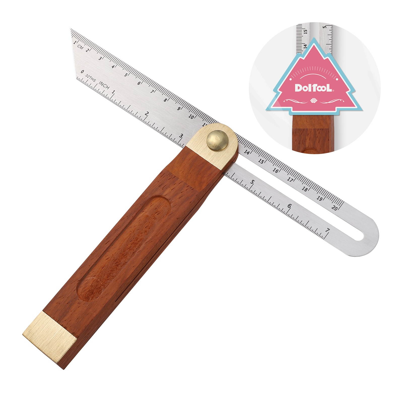 DOITOOL 9" T-Bevel Sliding Angle Ruler Multi-angle Adjustable Gauge Measurement Tool Hardwood Handle with Metric & Imperial Marks