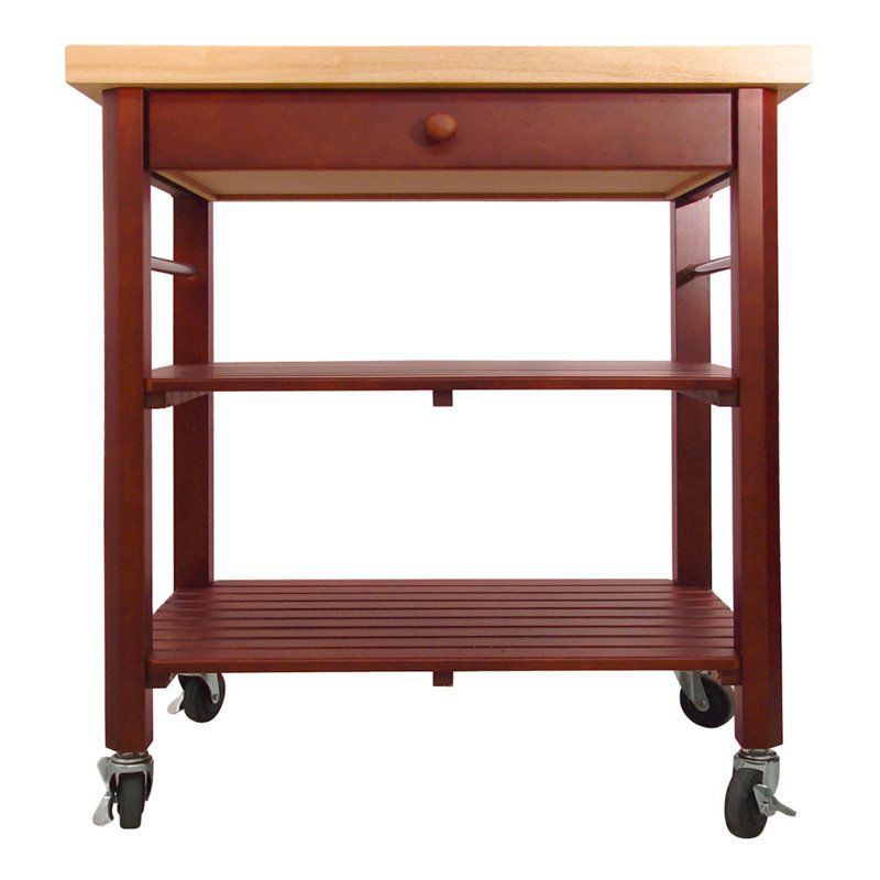 Wood Roll About Kitchen Cart in Cherry Stain Brown - Catskill Craftsmen