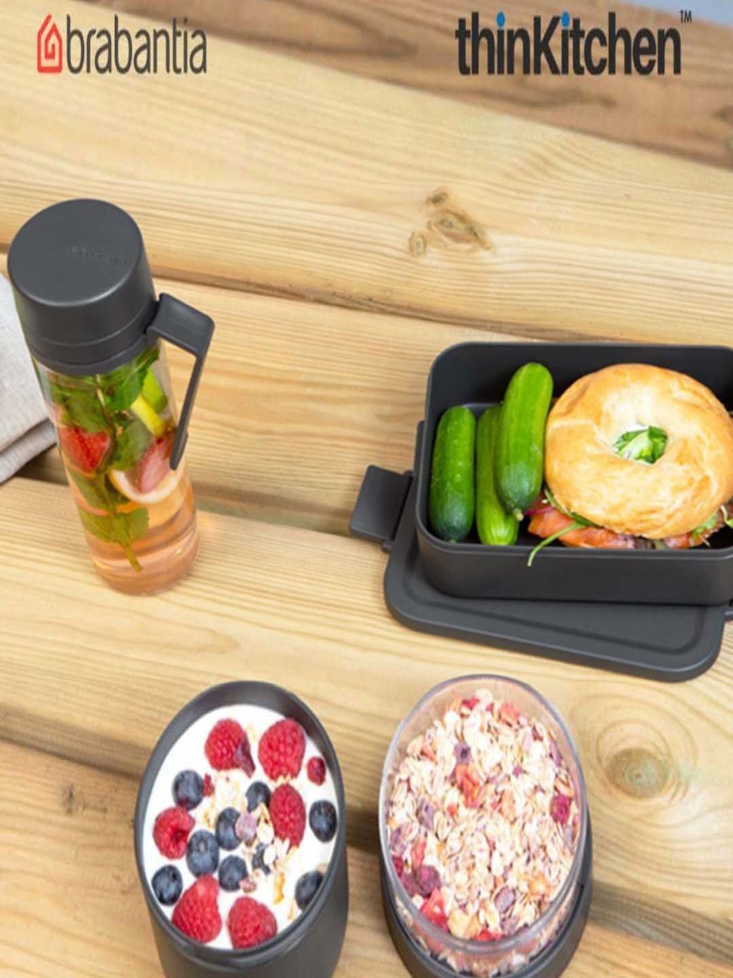 Brabantia Dark Grey Plastic Make & Take Breakfast And Lunch Box