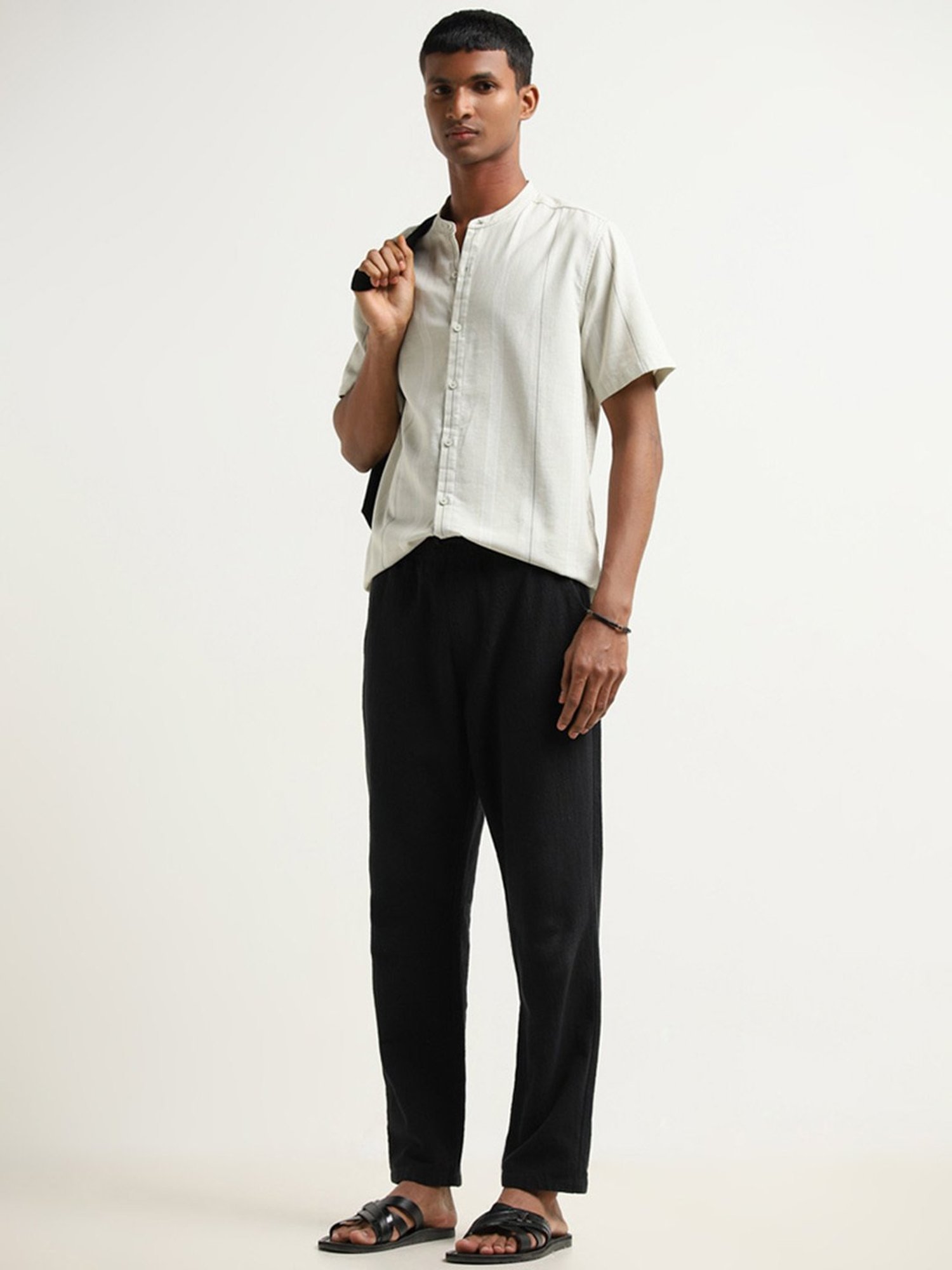 ETA by Westside Light Sage Striped Resort Fit Shirt