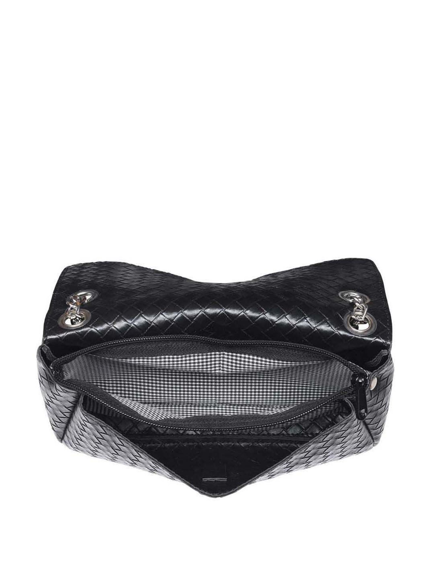 Toteteca Black Textured Medium Sling Handbag