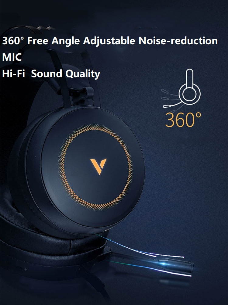 RAPOO VH160 Virtual 7.1 Channel Stereo Sound  RGB Backlit Gaming Headset with Noise-reduction MIC