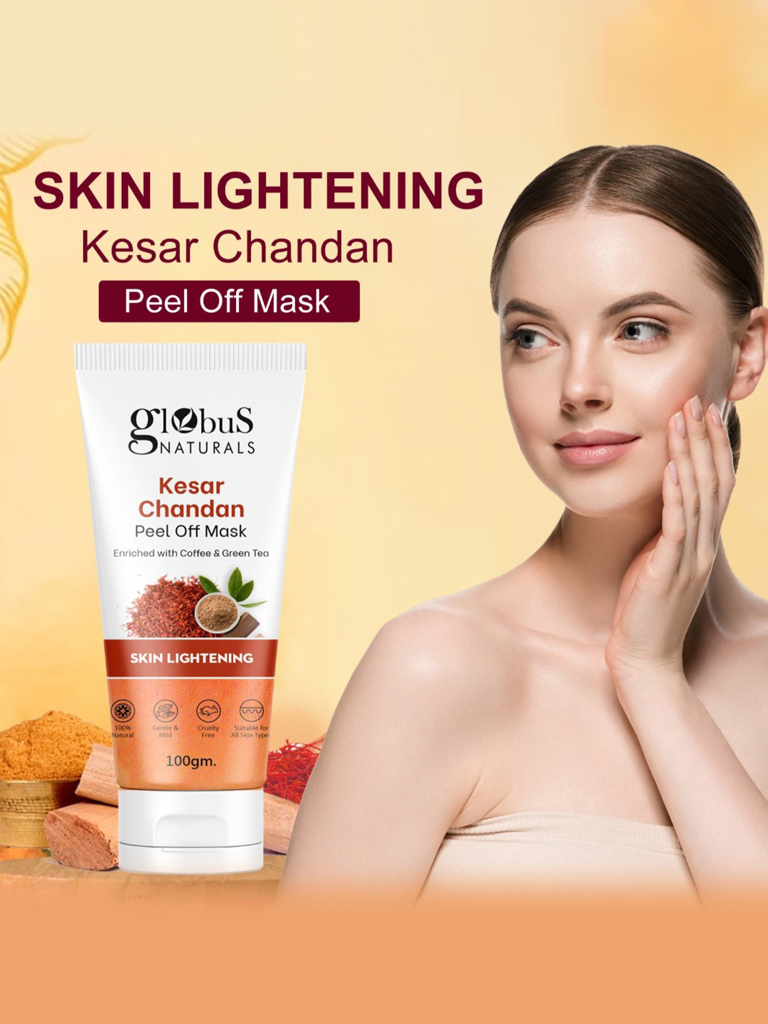 Globus Naturals Kesar Chandan Peel Off Mask - Pack of 3