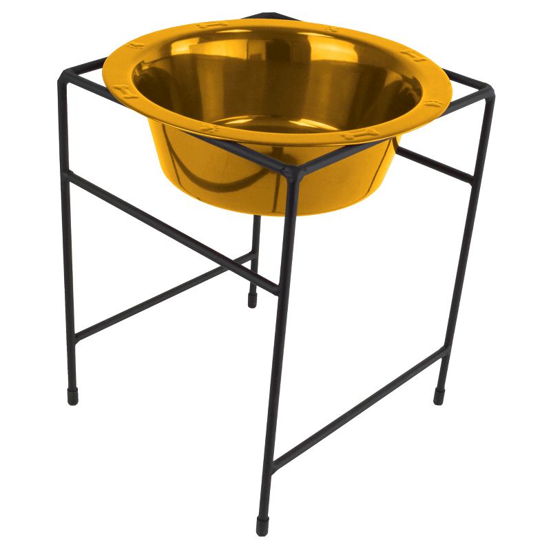 Platinum Pets Single Diner Stand with Rimmed Cat/Dog Bowl - Gold - 6.25 Cup