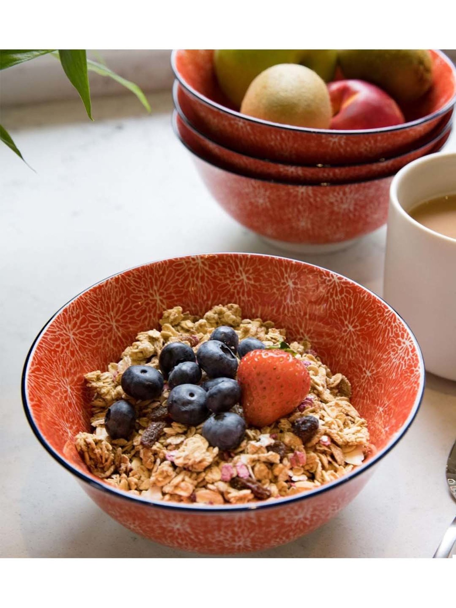 KitchenCraft Red Stoneware Fruit Bowl