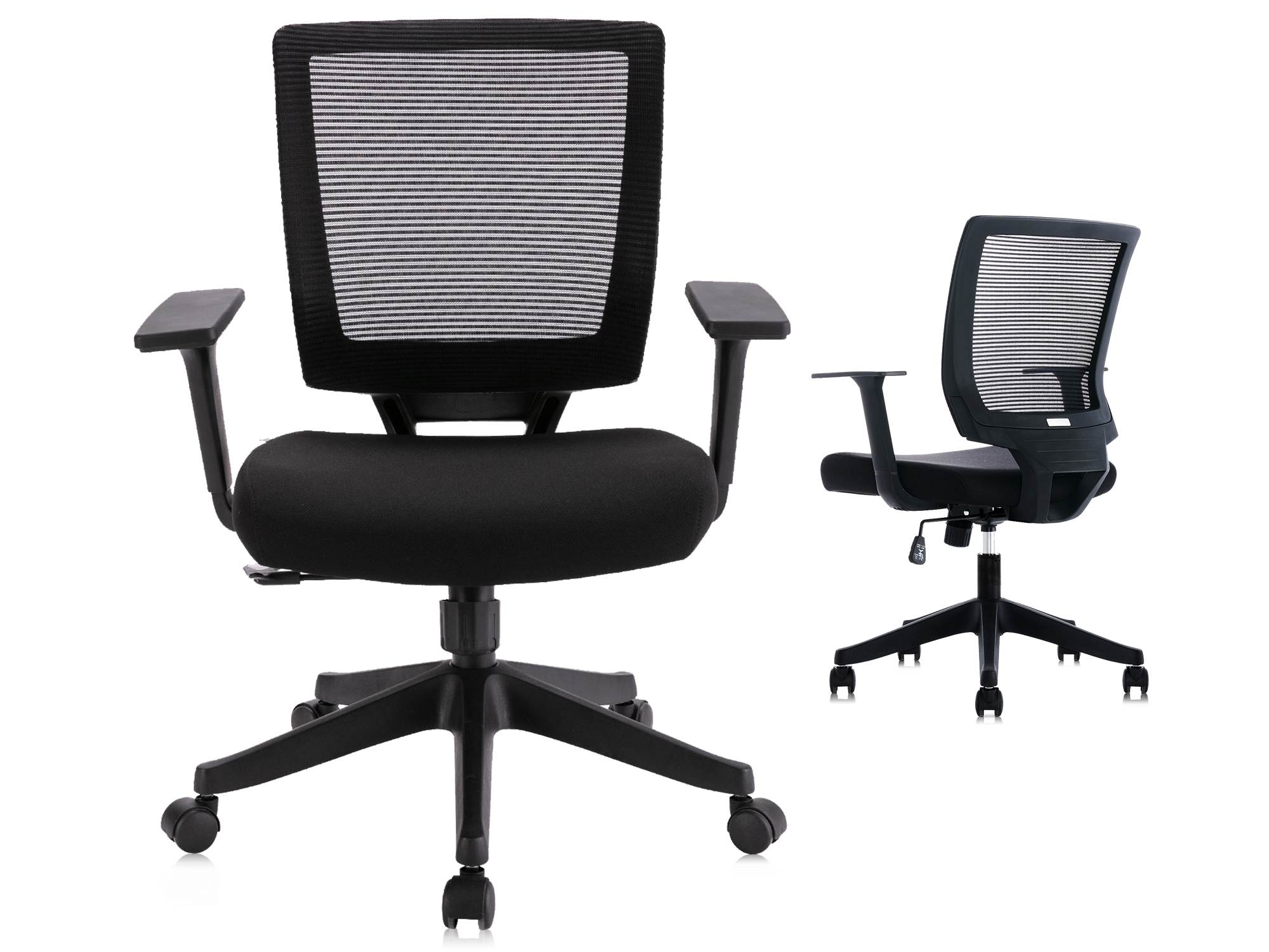 Black Breathable Mesh Back Office Chair Computer Desk Chair,-Padded Seat Height & Arms Adjustable