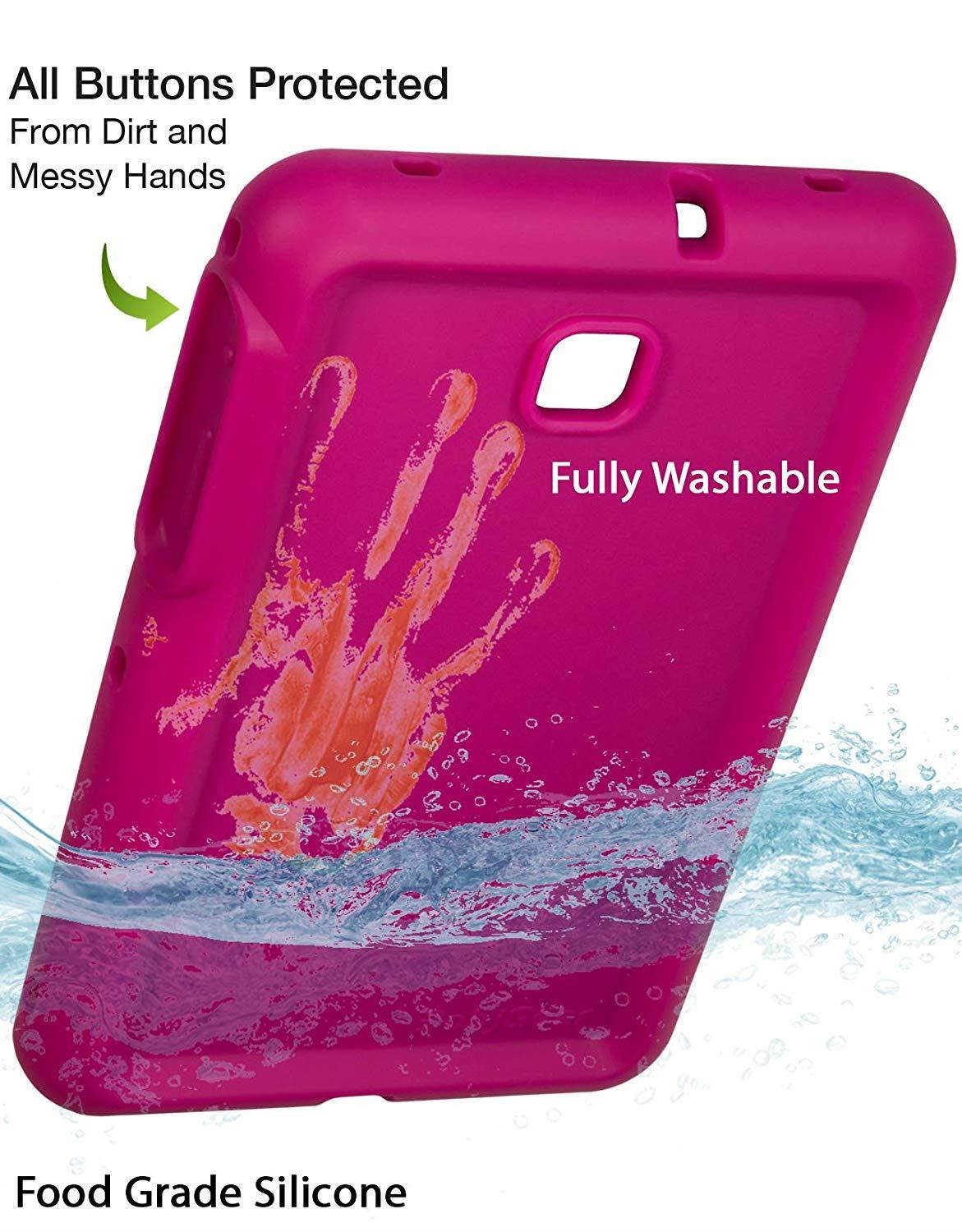 BobjGear Bobj Rugged Tablet Case for Samsung Galaxy Tab A 8.0 (2018) SM-T387 Kid Friendly (Rockin' Raspberry)