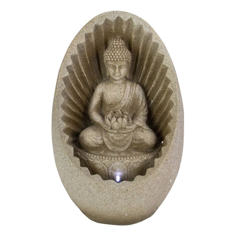 Northlight 11" Beige Sitting Buddha Outdoor Garden Water Fountain