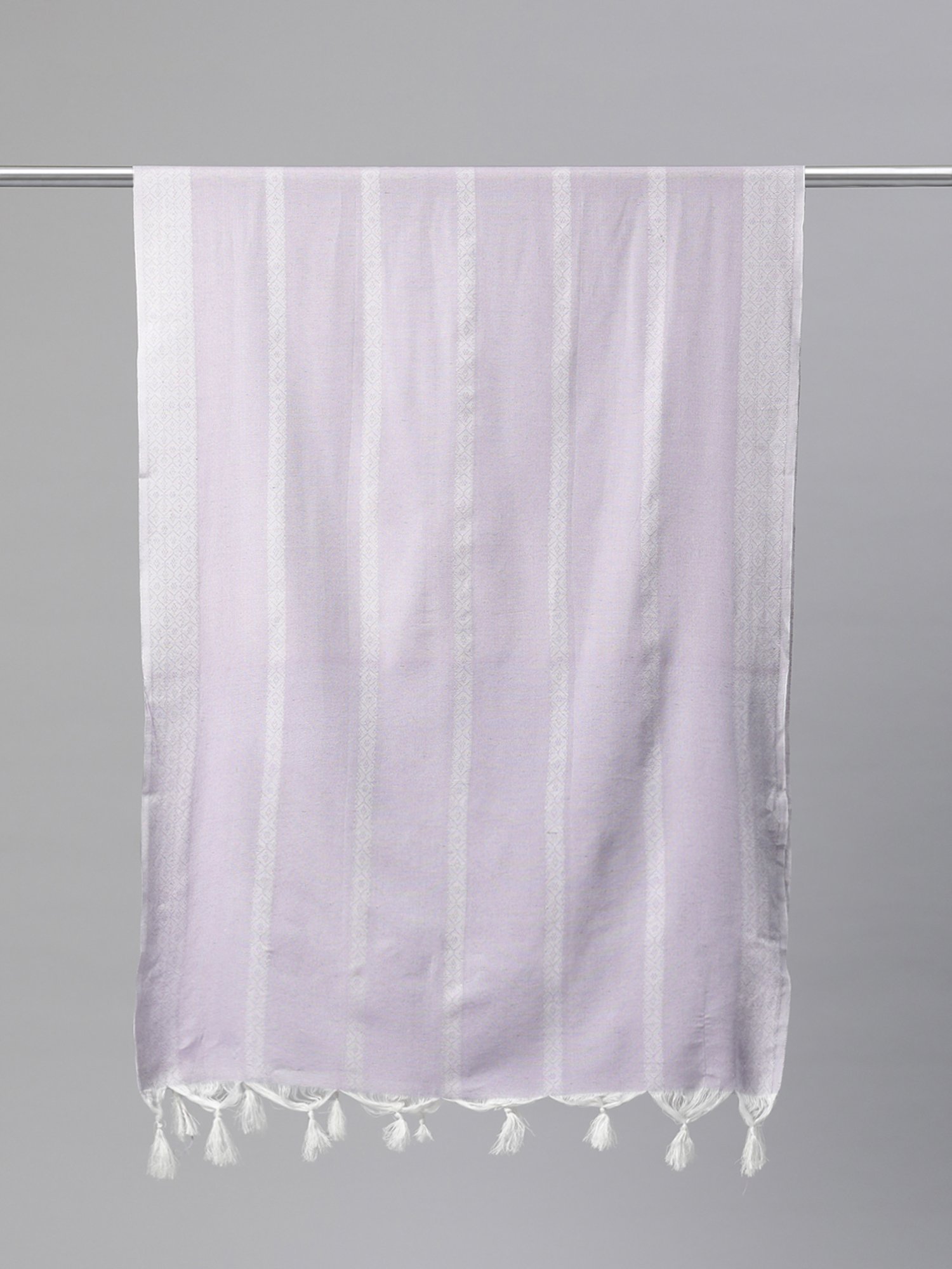 One Femme Purple Cotton Striped Dupatta
