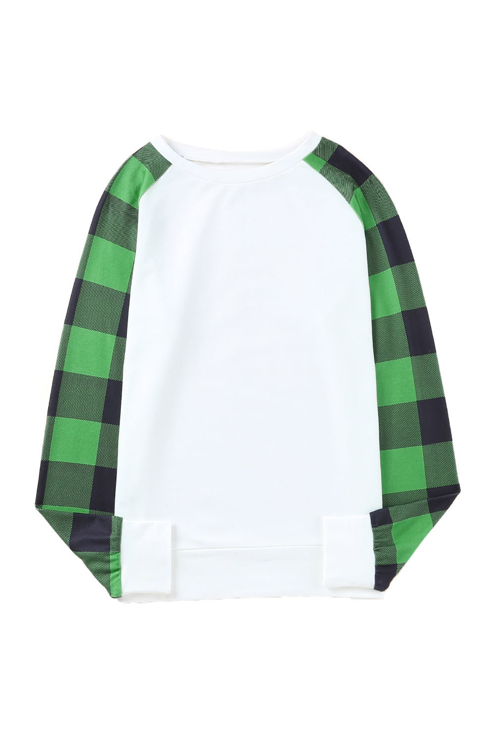 Blank Sweatshirt - Green Casual Buffalo Plaid Raglan Sleeve Top Customized