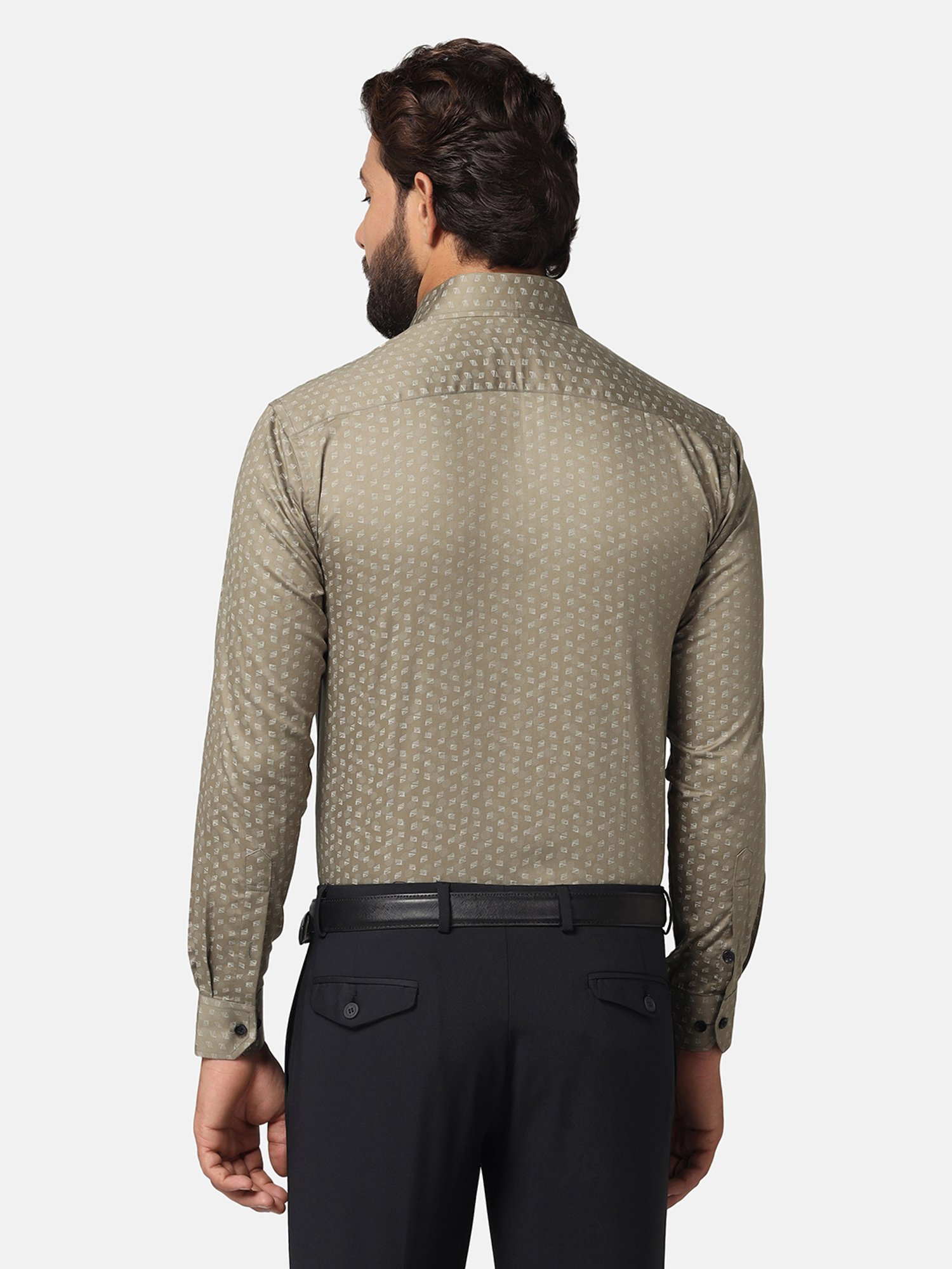 TAHVO Dark Brown Slim Fit Printed Shirt