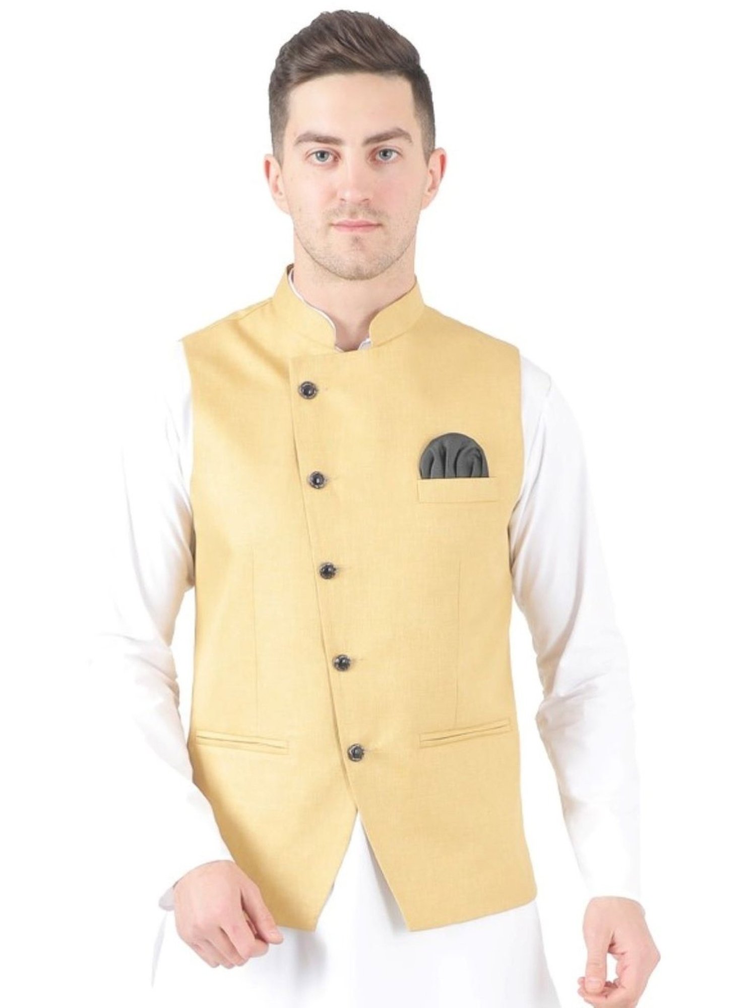 Tahvo Gold Slim Fit Nehru Jacket