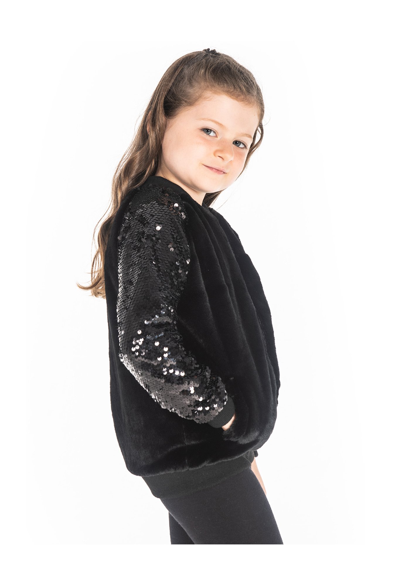 Elle Kids Black Self Pattern Jacket