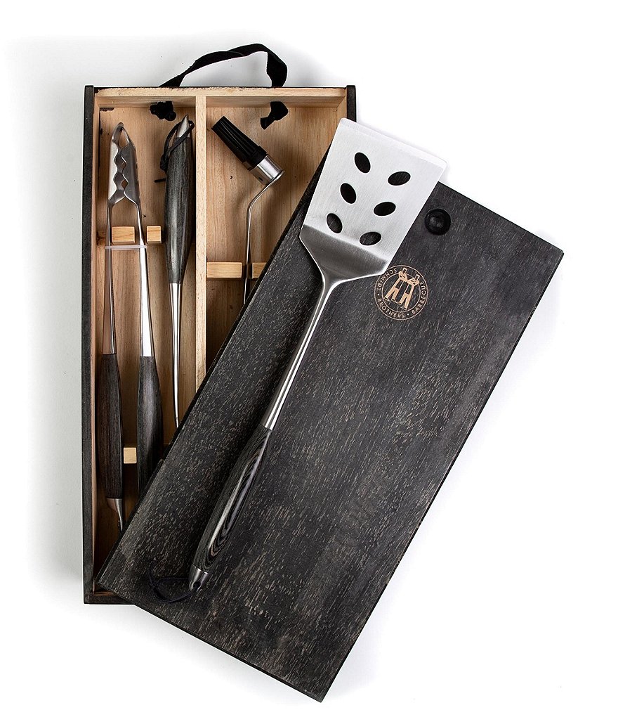 Schmidt Brothers Cutlery BBQ Ash 4-Piece Grill Set with Box