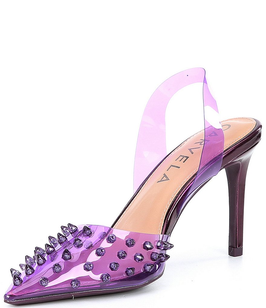 Carvela Lapiz Clear Studded Sling Pumps