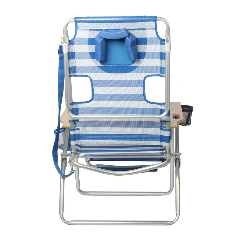Copa Backpack Single Position Folding Aluminum Beach or Poolside Lounge Chair with Backpack Straps, Dark Blue