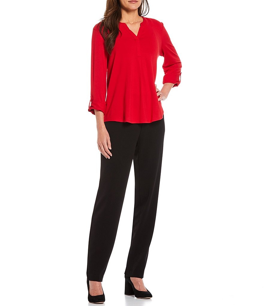 Tommy Hilfiger V-Neck Long Sleeve Printed Button Front Blouse