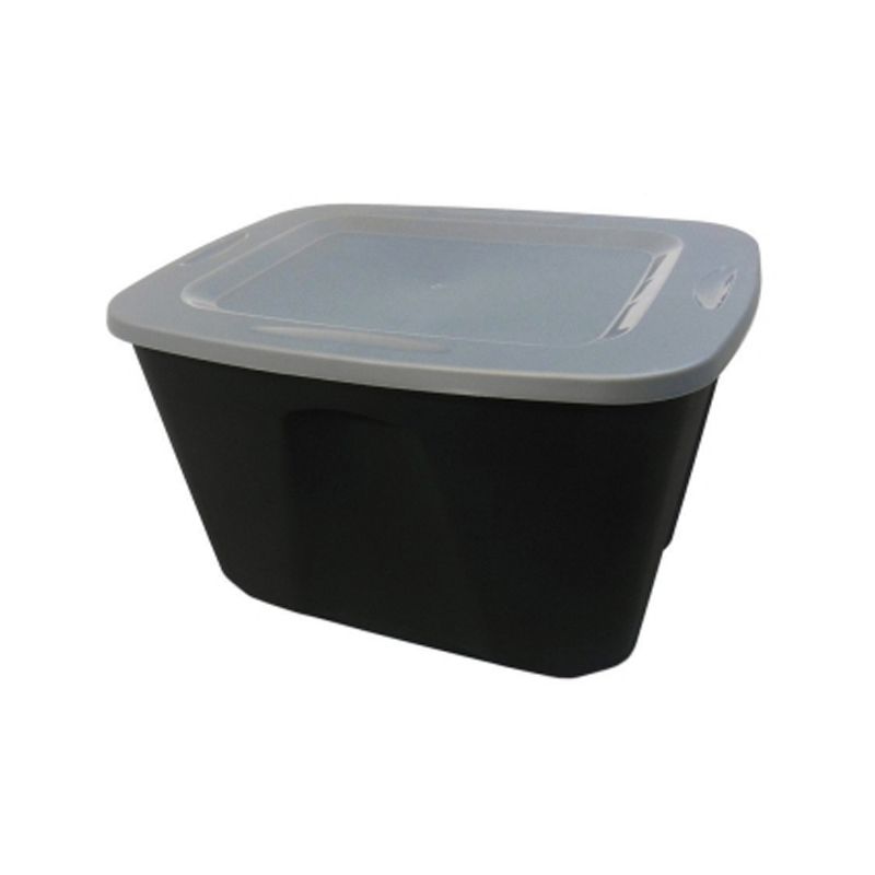 Homz 6618BKTS.08 18 Gallon Durable Molded Plastic Garage Garden Kitchen Bedroom Storage Bin with Lid, Black/Gray