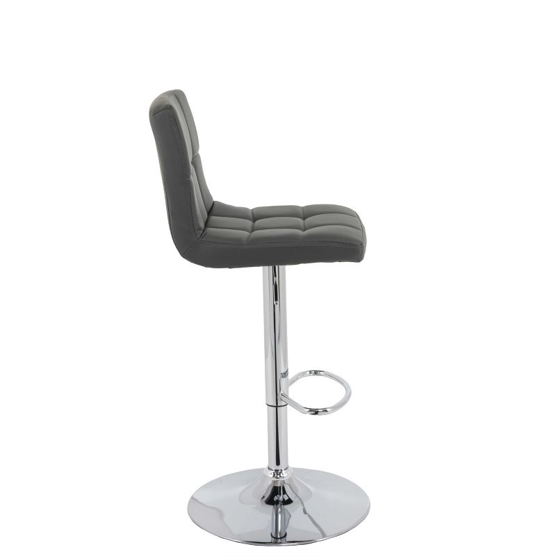 Set of 2 Medium Back Adjustable Bonded Leather Barstool Dark Gray - CorLiving