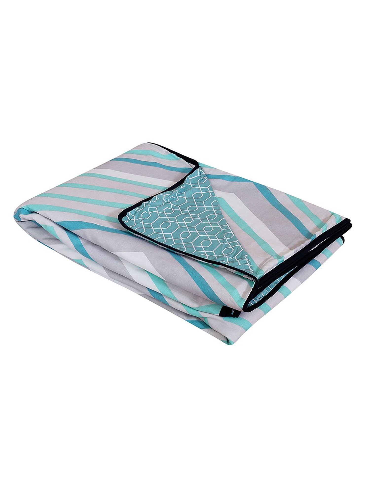 Romee Blue Cotton Geometric Blankets Quilts and Dohars