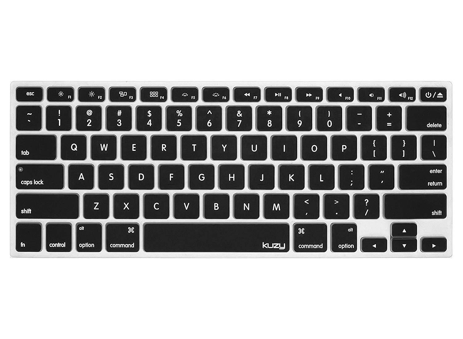 Kuzy BLACK Keyboard Cover Silicone Skin for MacBook Pro 13" 15" 17" (with or w/out Retina Display) iMac and MacBook Air 13" - Black