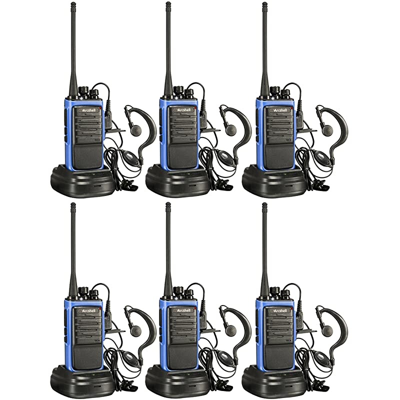 Rechargeable Long Range TwoWay Radios with Earpiece 6 Pack UHF 400470Mhz Walkie Talkies Liion Battery and Charger Included