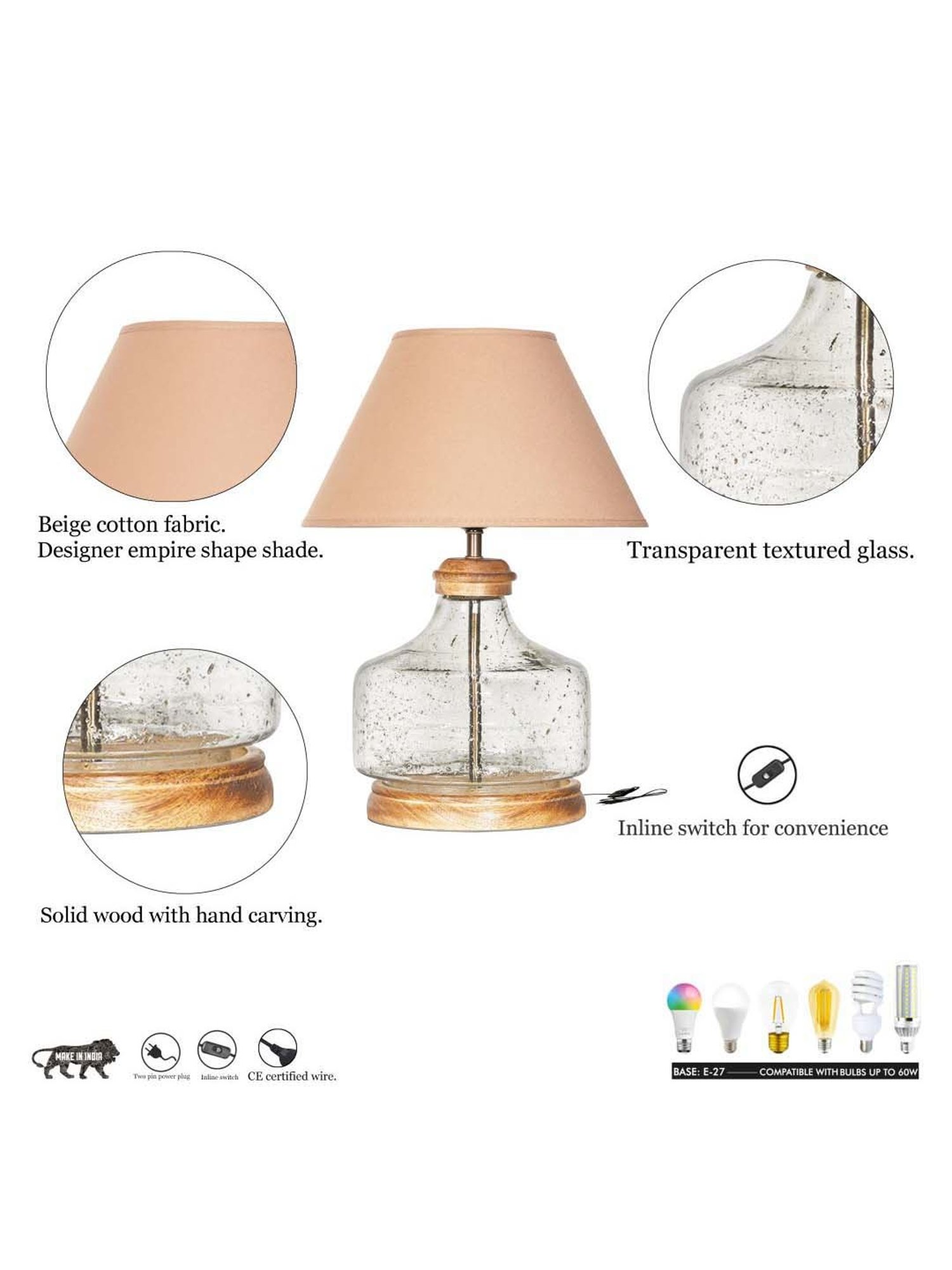 Kapoor E Illuminations Green Study Table Lamp - Set of 1