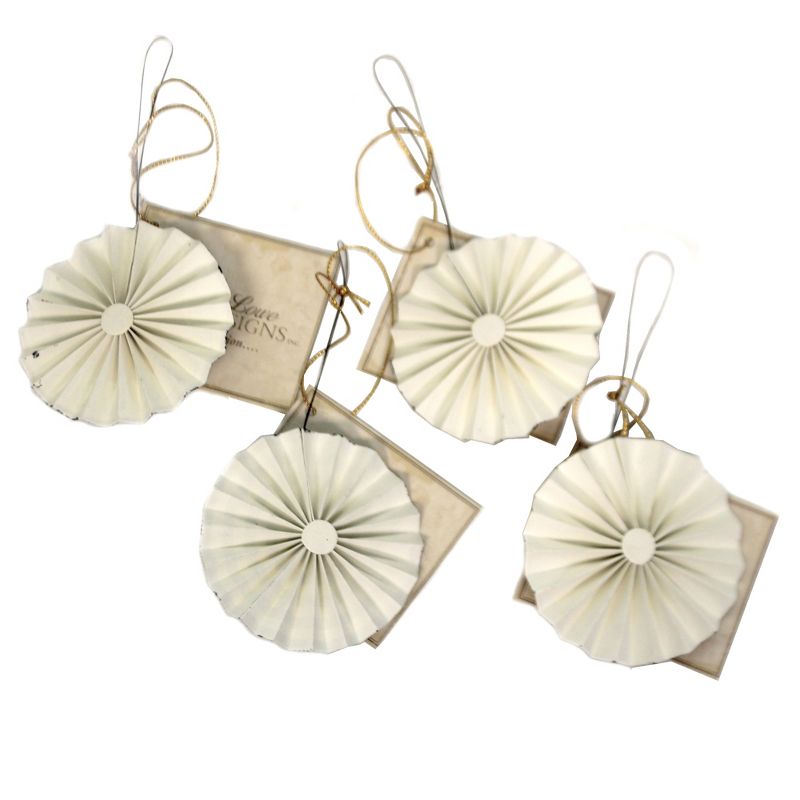 Halloween 2.5" Trick Or Treat Rosette Set / 4 Ornament Feather Tree Halloween  -  Tree Ornaments